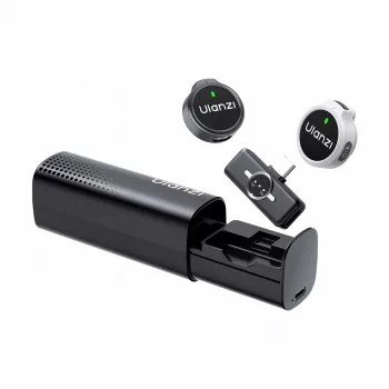 Ulanzi A21 Wireless Mikrofonsystem 2,4 GHz Dual Lavalier Clip-on mit USB-C Empfänger und Ladecase