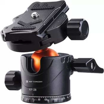 K&F Concept BH-28L Kugelkopf, 10kg Belastung, 28mm Kugel, Arca-Swiss, Schwarz