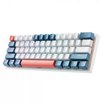 Machenike K500-B61 Kabelgebundene Mechanische Gaming-Tastatur, 61 Tasten, Red Switch, Weiß-Blau