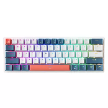 Machenike K500-B61 Kabelgebundene Mechanische Gaming-Tastatur, 61 Tasten, Red Switch, Weiß-Blau