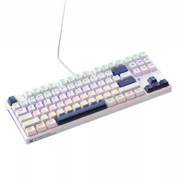 Machenike K500B-B87 Kabelgebundene Mechanische Gaming-Tastatur, 87 Tasten TKL, Red Switch, RGB-Hintergrundbeleuchtung, Weiß