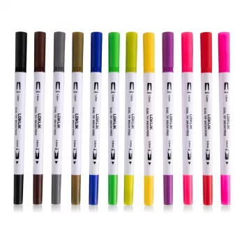 LOKLiK Dual Tip Brush Pens - 12 Farben