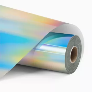 LOKLiK Permanent Adhesive Holographic Vinyl Film - Iridescent Silver - 30,5 x 90 cm
