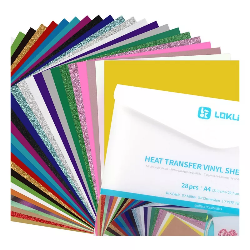LOKLIK Plotterfolien-Materialpaket (A4) - 10 Blatt gemischte Klebefolie & Transferfolie