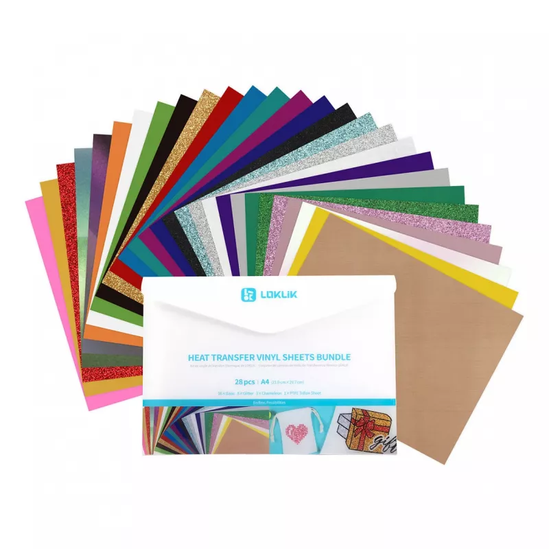 LOKLIK Plotterfolien-Materialpaket (A4) - 10 Blatt gemischte Klebefolie & Transferfolie