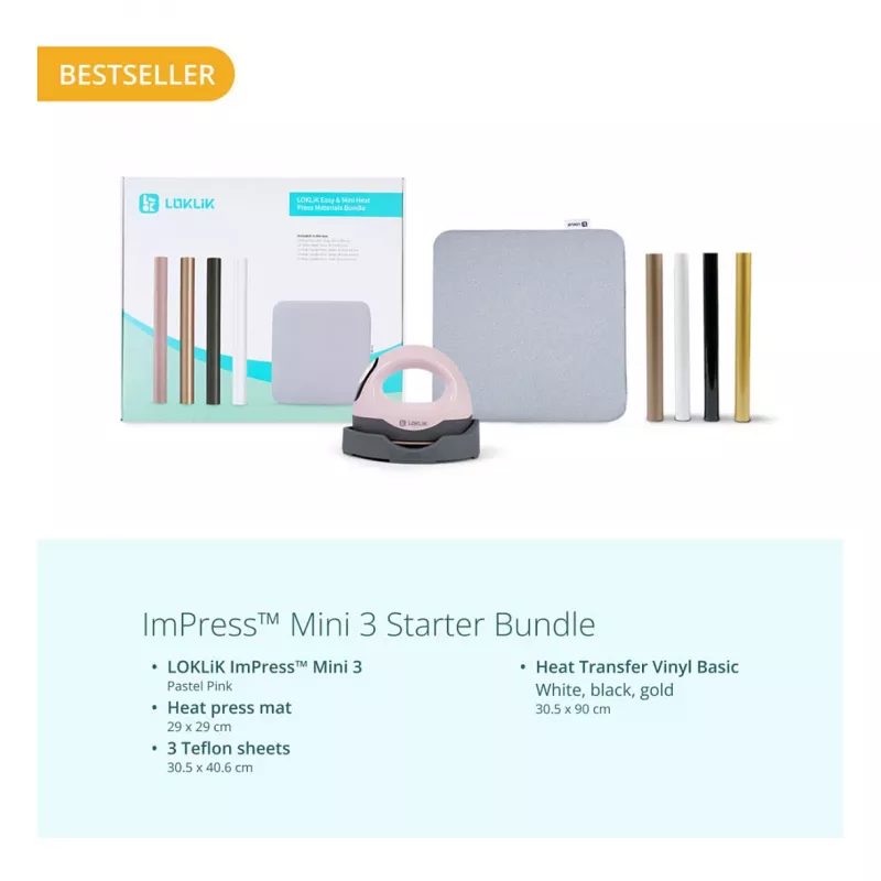 LOKLIK ImPress Mini 3 Heat Press - Pastel Pink