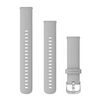 Garmin QuickFit 18mm Silikon-Armband Nebelgrau mit silberner Schließe 010-12932-0C