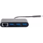C2G USB-C Hub mit Ethernet - 3-Port USB-Hub - 3 x SuperSpeed USB 3.0 + 1 x USB-C + 1 x Gigabit Ethernet - Desktop - Schwarz