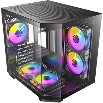 Antec CX M2 ARGB B Micro-ATX Tower-Gehäuse, Schwarz, gehärtetes Glas, 5x120mm ARGB-Lüfter