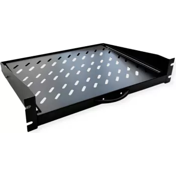 VALUE 19-Zoll 1U Schiebeauszug, 450 mm Nutztiefe, 20 kg Tragfähigkeit, Schwarz
