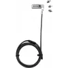 DICOTA Universal Security Cable Lock mit 3 austauschbaren Köpfen, Zahlenschloss, 2 m Kabel, Schwarz