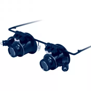 Discovery Crafts DGL 30 Lupenbrille mit LED-Beleuchtung, 5 Wechsellinsen, Kopfband und Brillengestell, Schwarz
