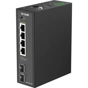 D-Link DIS-210G-06P Industrial Smart Managed Gigabit PoE+ Switch, 4 PoE+ Ports, 2 SFP, 120W