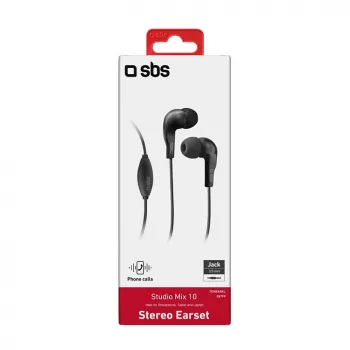 SBS TEINEARKL In-Ear Headset mit Mikrofon - Schwarz - Kabelgebunden - 1,2 m Kabel - 3,5 mm Klinke - Telefonate & Musik