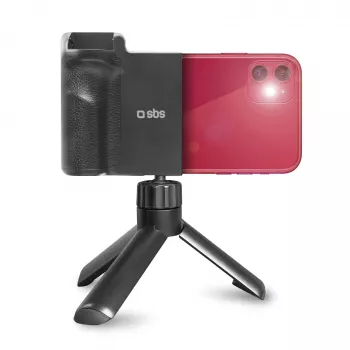 SBS Wireless Reflex Set BT Smartphone Vlogging-Kit mit Mini-Stativ, Bluetooth-Fernauslöser und LED-Ringleuchte, Schwarz