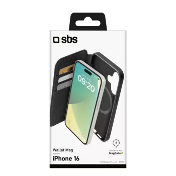 SBS Wallet Case MagSafe kompatibel für iPhone 16 Schwarz