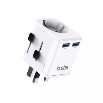 SBS Universal Travel Adapter EU 2xUSB-A White
