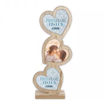 ZEP Frida 3x12x11,5 cm Holzrahmen mit 3 Herzen RE333