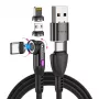 STATIK 360Pro Geflochtenes rotierendes 3 Magnetische Spitzen 6-in-1 Kabel Schwarz 2m