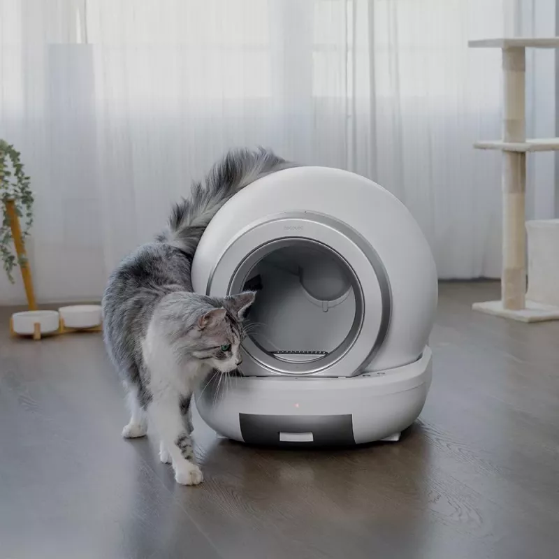 Cecotec Pumba 7000 CleanKitty Compact Connected Selbstreinigende Katzenkloschaufel, Wi-Fi, 10L Abfallbehälter, 6L Streukapazität, Automatische Rotation, Sicherheitssensoren, Smartphone-App
