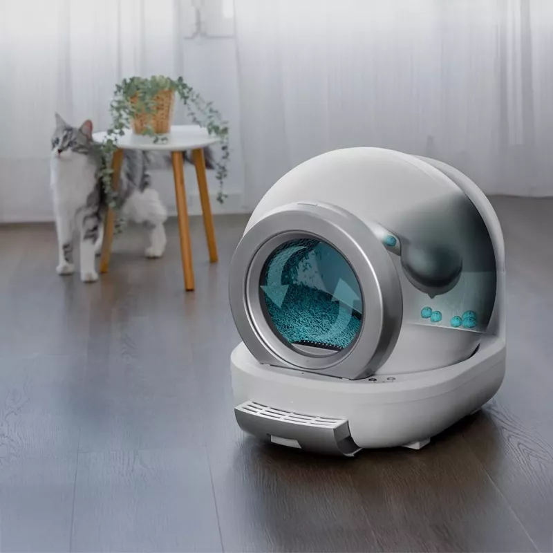 Cecotec Pumba 7000 CleanKitty Compact Connected Selbstreinigende Katzenkloschaufel, Wi-Fi, 10L Abfallbehälter, 6L Streukapazität, Automatische Rotation, Sicherheitssensoren, Smartphone-App