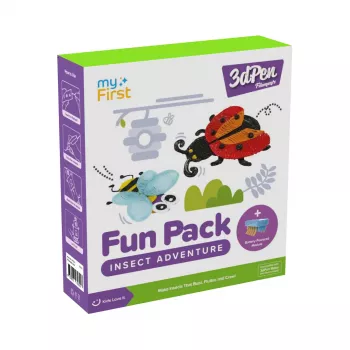 myFirst 3dPen Make Filaments Fun Pack Insect Adventure - Kreativset für 3D-Stift: 5 Vorlagen, 17 PCL-Filamentstränge (34 m), Rückzieher-Auto-Modul, Thermoplastfolie