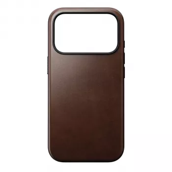 NOMAD Modern Leather Case für iPhone 17 Pro - Rustic Brown Horween Leder mit MagSafe
