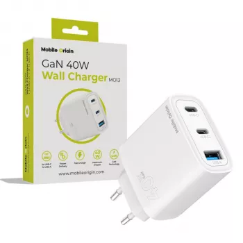 Mobile Origin 40W GaN Charger MO13 Weiß 1x USB-A + 2x USB-C