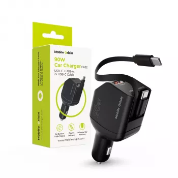 Mobile Origin 90W Car Charger CA22 USB-C+USB-A mit 2x 60cm Kabeln