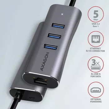 AXAGON HMA-GL3AP Multiport Hub USB 3.0 Typ A Gbit LAN 3x USB-A