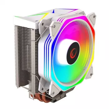 Rampage Octagon C50 CPU Air Cooler, 120mm ARGB Fan, White, LGA 1700/AM5