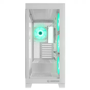 Rampage Hydra V2 Mid Tower PC-Gehäuse Weiß mit 4x 120mm ARGB-Lüftern und gehärtetem Glas