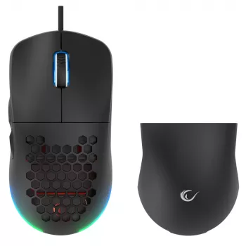Rampage BLINK Kabelgebundene USB-Gaming-Maus, 12800 DPI, RGB, Optischer Sensor, Schwarz