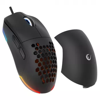 Rampage BLINK Kabelgebundene USB-Gaming-Maus, 12800 DPI, RGB, Optischer Sensor, Schwarz
