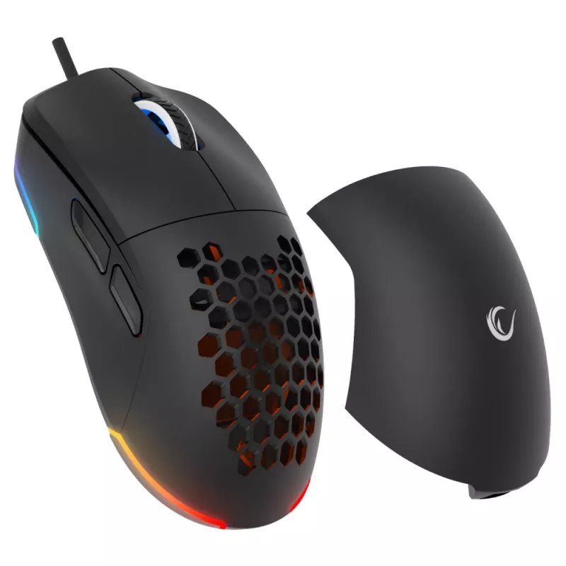 Rampage BLINK Kabelgebundene USB-Gaming-Maus, 12800 DPI, RGB, Optischer Sensor, Schwarz