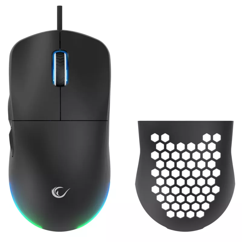 Rampage BLINK Kabelgebundene USB-Gaming-Maus, 12800 DPI, RGB, Optischer Sensor, Schwarz