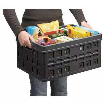 Helit Klappbox Square H6180295 46L Faltbare Aufbewahrungsbox Grau/Schwarz