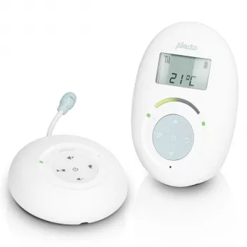 Alecto DECT Baby Monitor mit Full ECO Mode und Display, Weiß/Blau