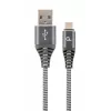 Gembird USB 2.0 Type-A Stecker auf Micro USB-B Stecker Premium Baumwollgeflechtkabel 2m Space Grey/Weiß