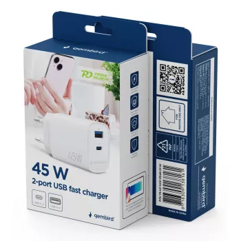 Gembird TA-UC-1A1C-PD45-01-W 45W USB-C PD Netzteil Weiß