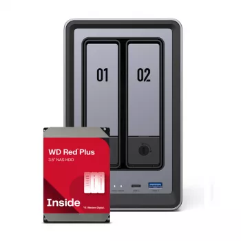 UGREEN DXP2800 2-Bay NAS mit 2x 4TB WD Red Plus, Intel N100, 8GB DDR5, 2.5GbE