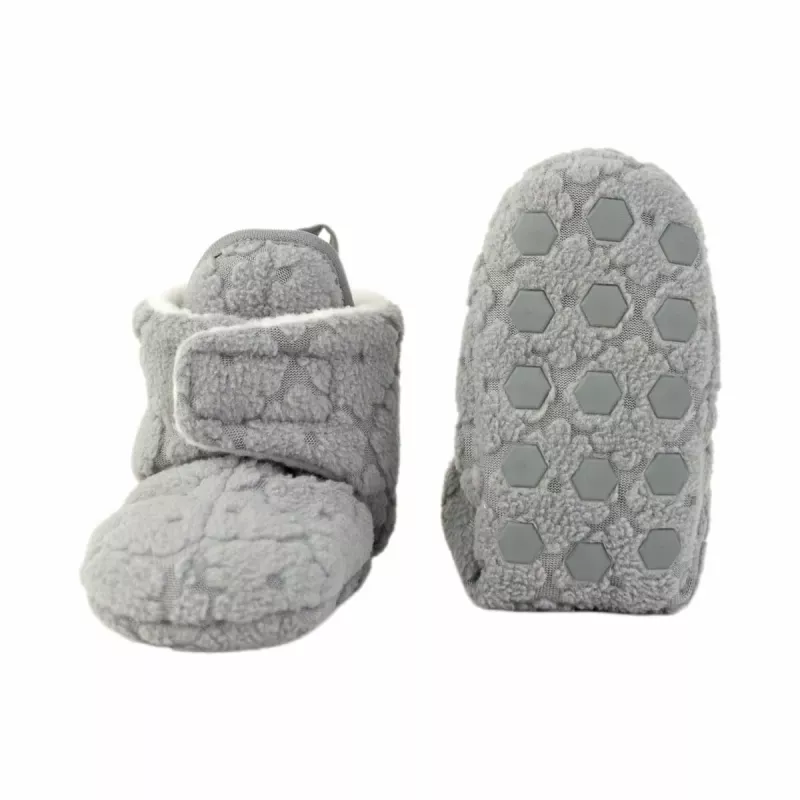 Lodger Fleece Drizzle Baby Booties mit rutschfester Sohle Grau 6-12 Monate