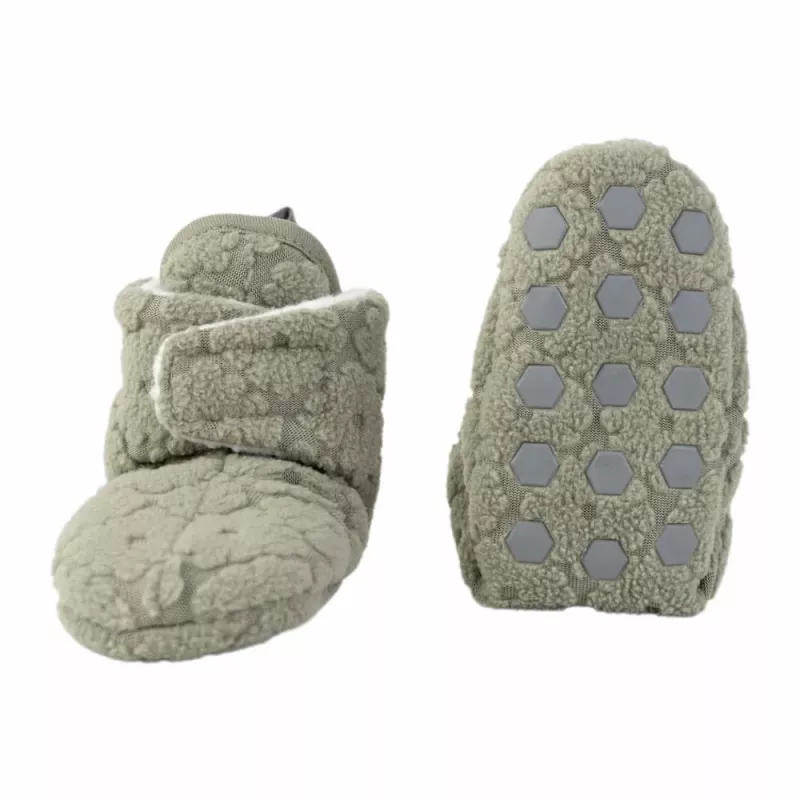 Lodger Polar Fleece Baby Slipper Booties mit rutschfester Sohle, Salbeigrün (Elm), 6-12 Monate