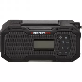 PerfectPro E-100 Notfallradio mit Solarpanel, Handkurbel, LED-Taschenlampe, Powerbank, AM/FM, IPX3