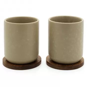 Bredemeijer Umea Teetassen-Set 2x 200ml Beige mit Untersetzern 142025