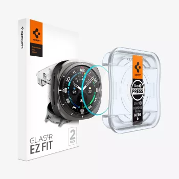 Spigen Glas.tR EZ Fit Displayschutzfolie aus gehärtetem Glas für Samsung Galaxy Watch Ultra (47mm) - 2er-Pack - Klar