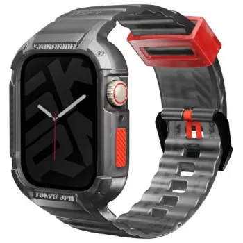 Skinarma Saido 2-in-1 Strap & Case für Apple Watch 45/44mm - Smoke