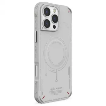 SKINARMA Mecha Case für iPhone 16 Pro 6,3 Zoll, magnetisches Laden, Hellgrau