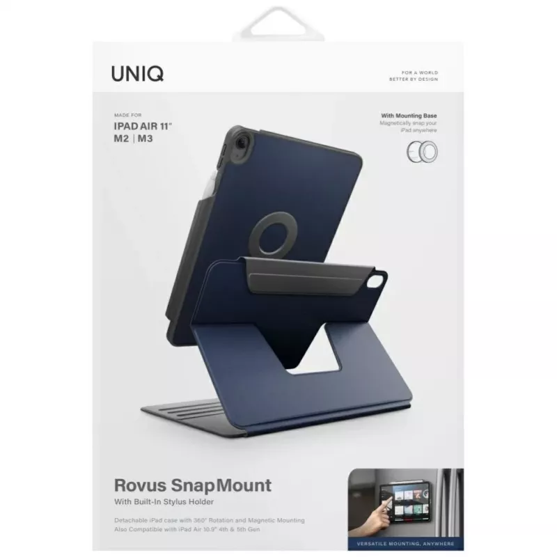 UNIQ Rovus Snapmount Magnetic 360 Rotating Detachable Case für iPad Air 11 M2 2024 / M3 2025 / M4 2026 / iPad Air 10.9 (2022/2020) Navy Blue