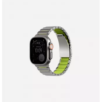 UNIQ Strova Flex Strap für Apple Watch 44/45/46/49mm Series 1/2/3/4/5/6/7/8/9/10/11/SE/SE2/SE3/Ultra/Ultra 2/Ultra 3 Silver-Lime
